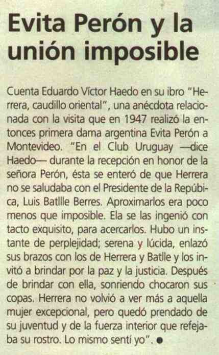 EVITA PERON Y LA UNION IMPOSIBLE